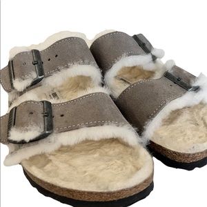 Birkenstock Shearling Arizona Slide Sandal